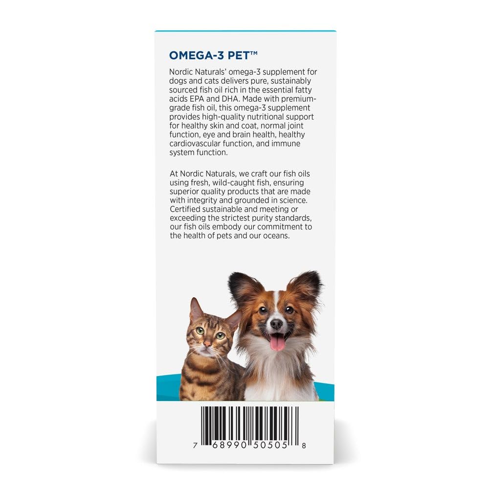 Nordic Naturals Omega 3 Pet - Fish Oil Liquid for Small Dogs and Cats, 2 Oz