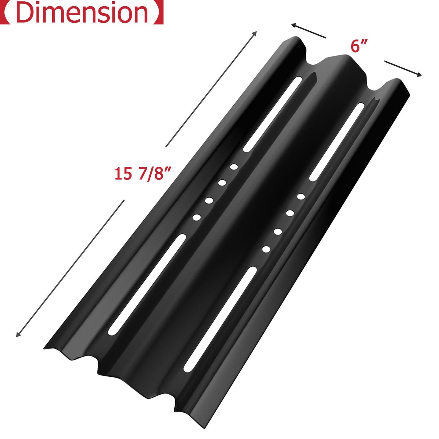 GLOWYE BBQ Heat Plates Replacement Parts for Broil King Baron & Huntington & Sterling Gas Grills, 4 Pack Porcelain Steel Heat Shield Tent Burner Cover, 15 7/8 x 6 inch