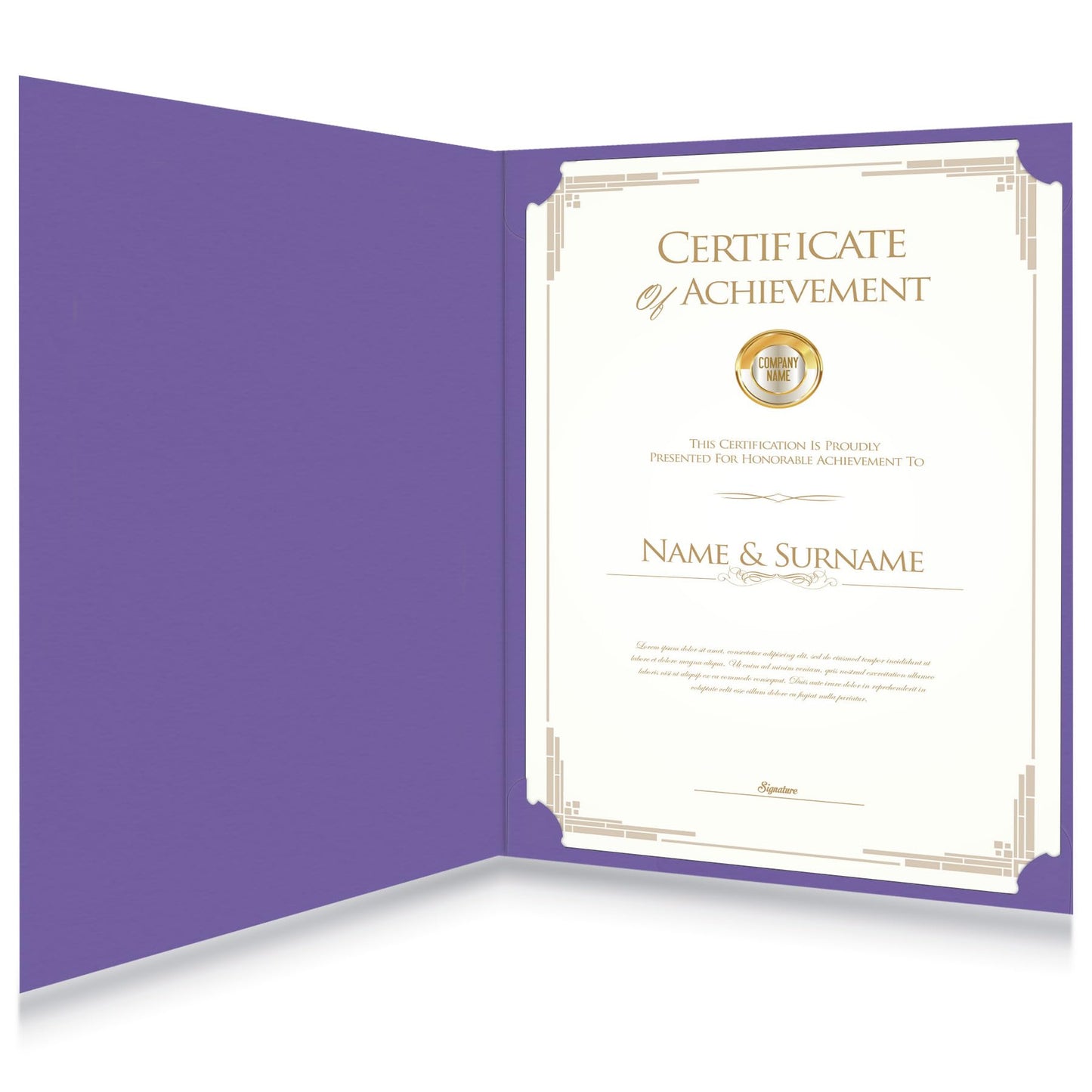 HAUTOCO 50 Packs Certificate Holders, Purple Diploma Holders, Document Award Covers Certificate Folders with Gold Foil Border for 8.5x11 Letter Size