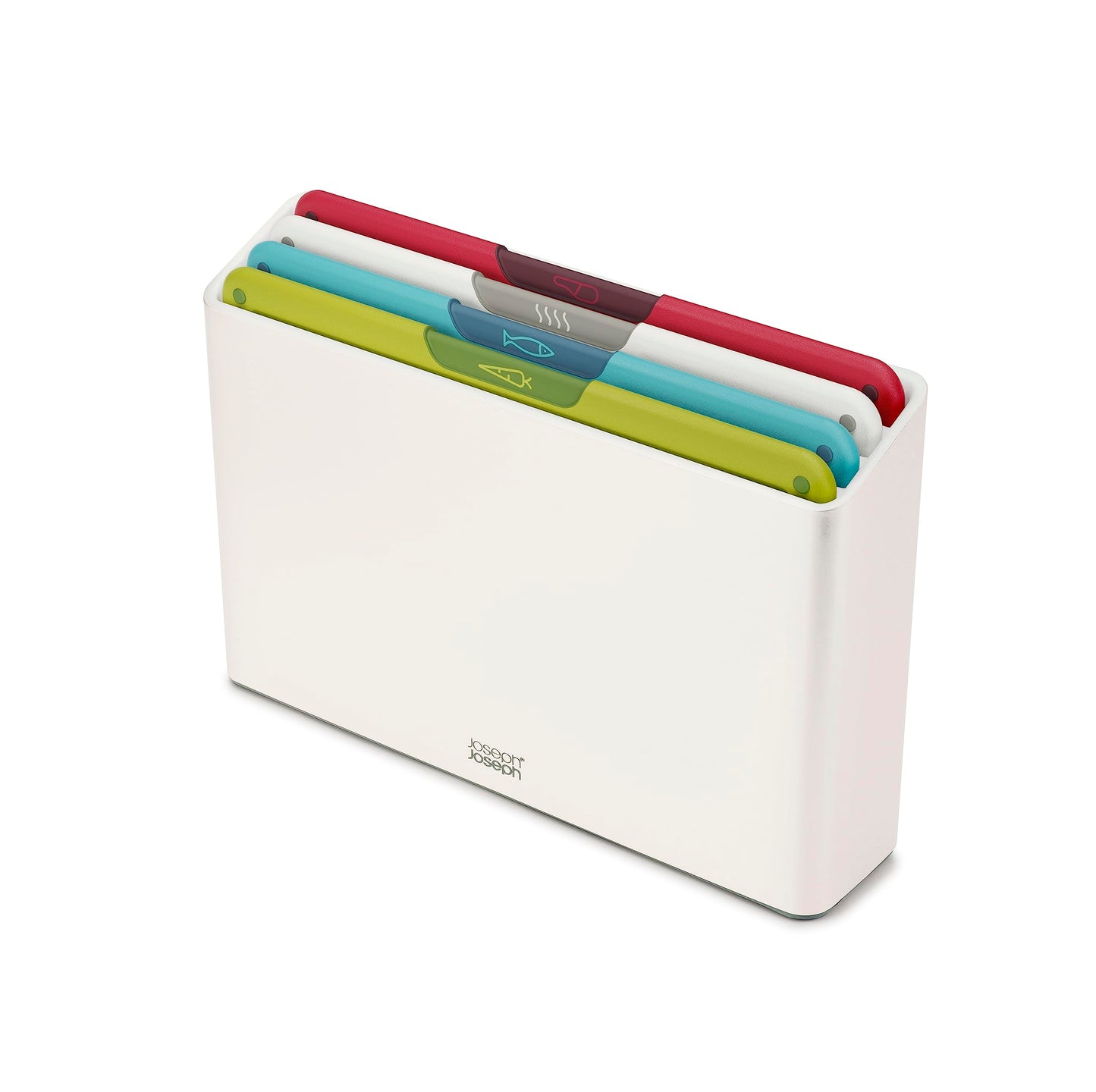 Joseph Joseph Folio Icon 4 Piece Colour Coded Cutting Board Set with Storage Case Regular White