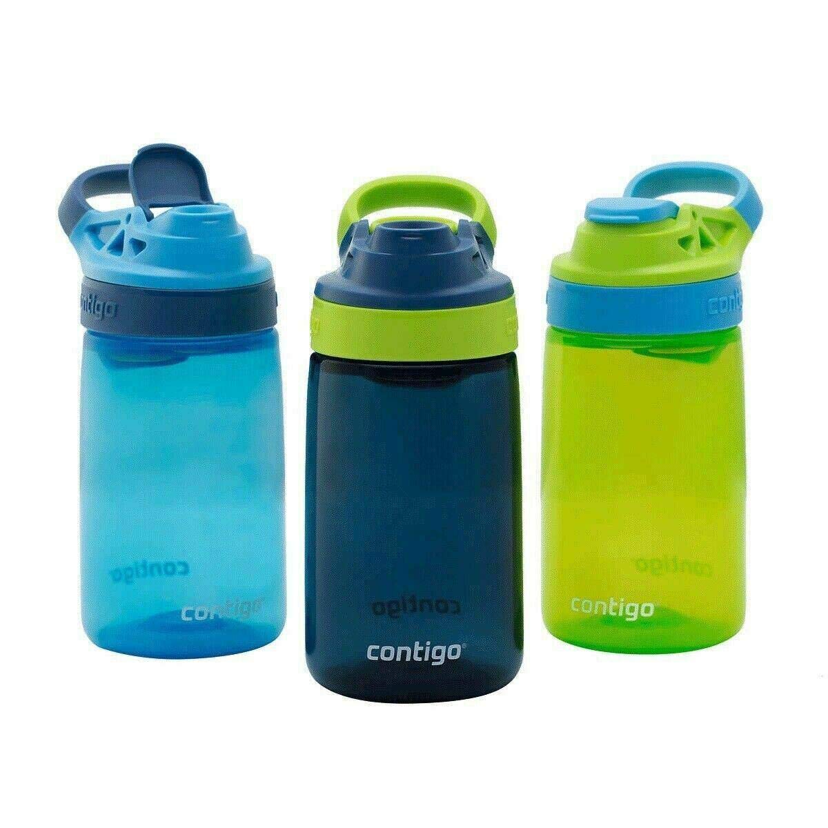 Contigo flasks Navy/Green/Blue Autoseal Sip Kids 415ml Water Bottles, 3 Pack