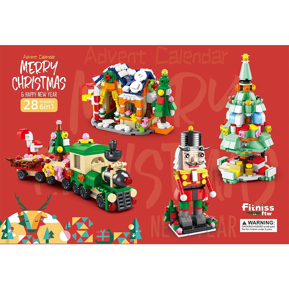 2025 Advent Calendar, Countdown Calendar with Festival STEM Building Blocks, 6 in 1 Christmas Halloween Birthday Gift Bricks for Toddlers Teens and Adults