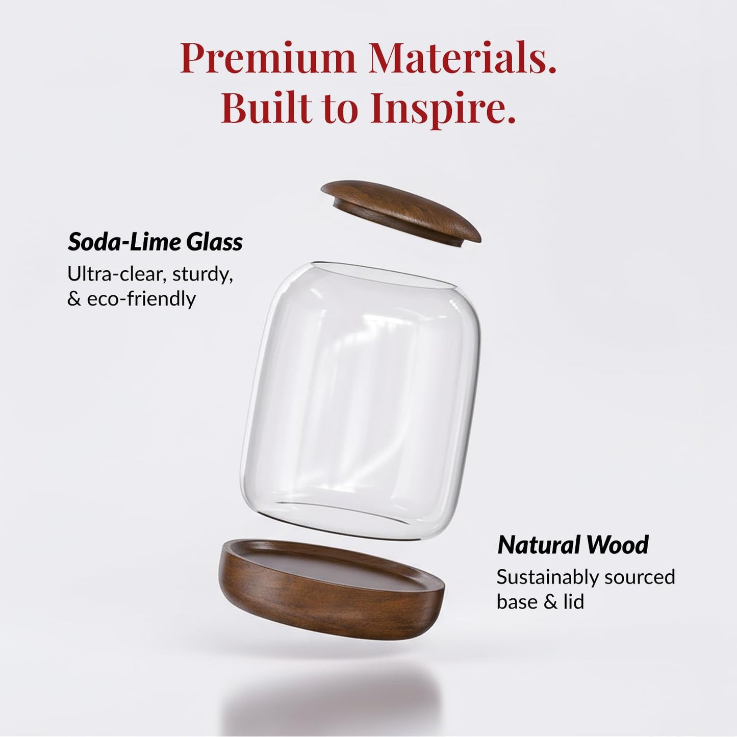 NoctisCorvus: Exclusive Glass Terrarium, Beautifully Enhanced by a Natural Wood lid and Base. Excellent for Plants and Betta Fish Tank. for Home and Office. Size: 6.3 Diameter by 8.7 Tall (Inches)