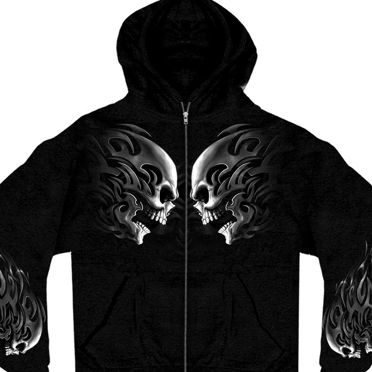 Hot Leathers - GMZ4105 Black, 2XL Head Butt Skulls Zipper Hoodie (Black, XX-Large)