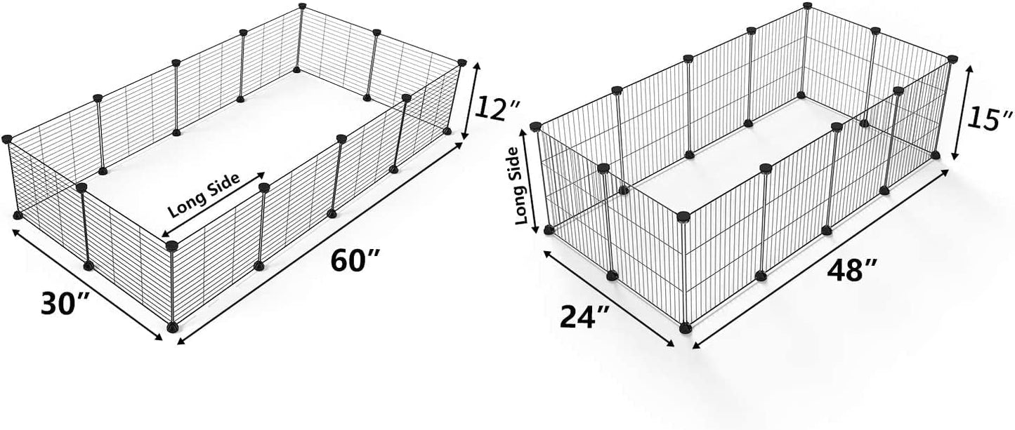 LURIVA DIY Small Animal Playpen, Pet Playpen, Guinea Pig Cages, Rabbit Playpen, Small Animal Cage, Dog Playpen, Puppy Playpen, Indoor Portable Metal Wire Yard Fence, 15 X 12 Inch, 12 Panels, Black