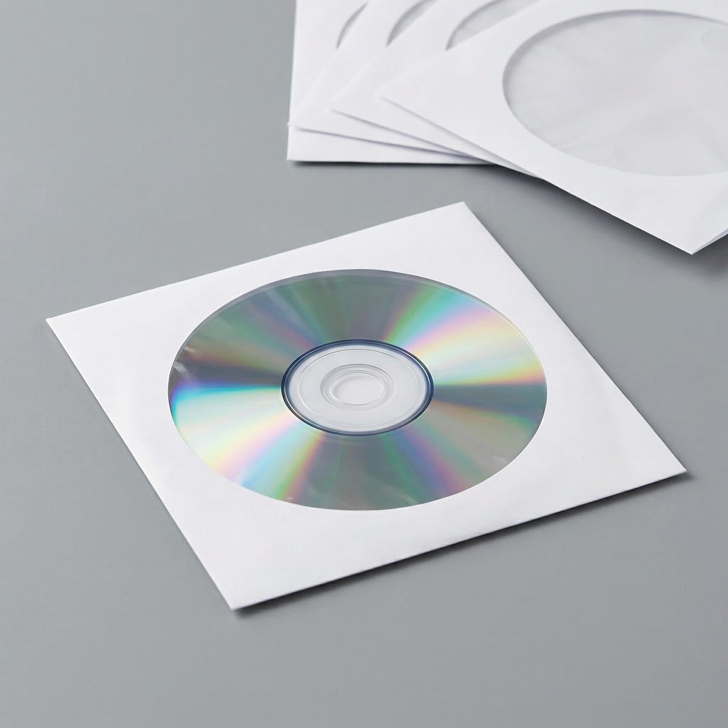Fasmov 1000 Pack Thick White Paper CD DVD Sleeves Envelope with Clear Window and Flap, Dust Proof Protective Disc Storage for Music, Movies and Home Office
