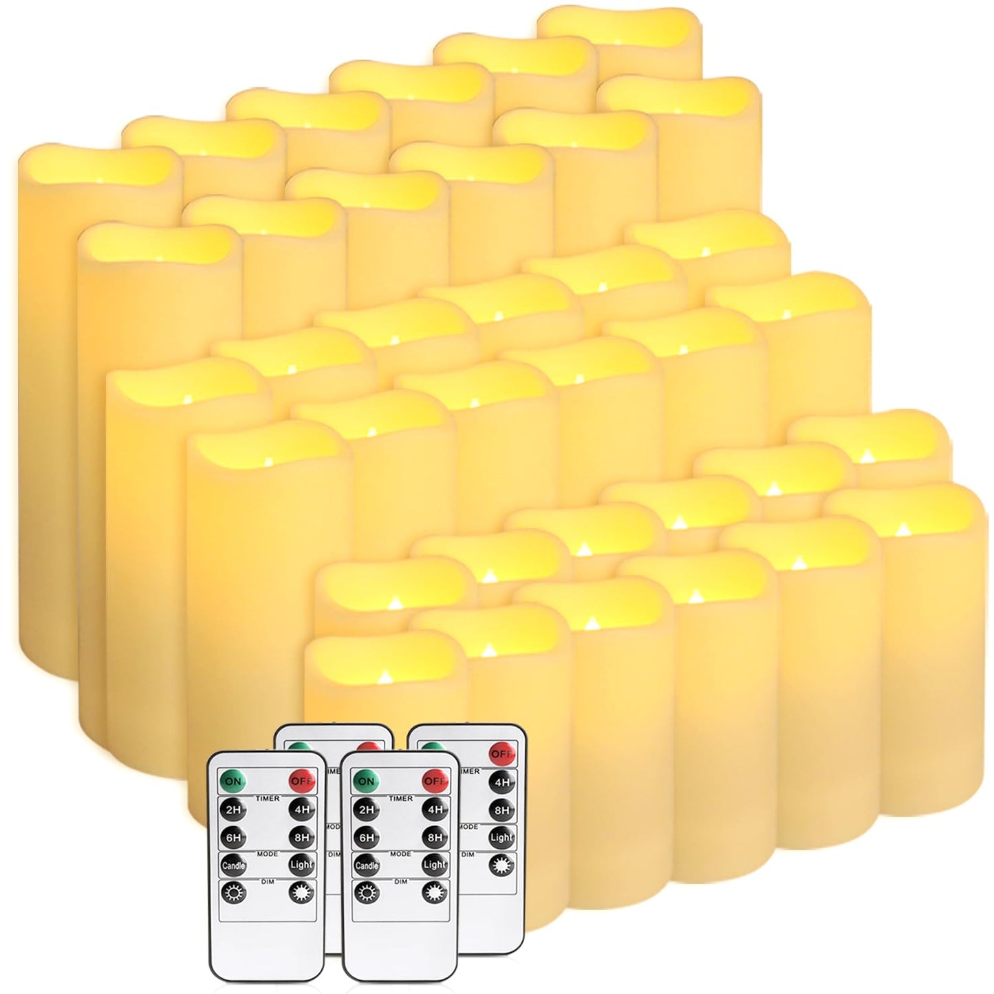 36-Piece LED Candles Set - 3 Sizes (Large, Medium, Small) - Flame Effect, Remote-Controlled, Safe & Energy-Saving for Home Decor & Emergency Use