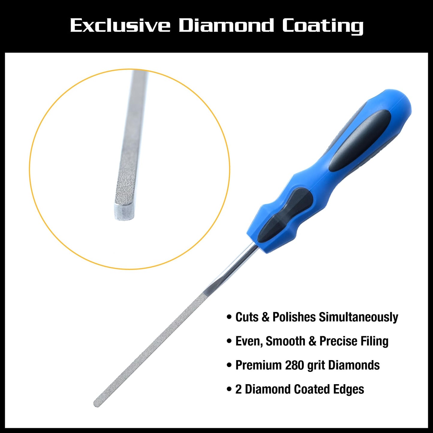 MusicNomad MN830 Diamond Coated Guitar Fret End Dressing File (E-File), Luthier & Tech Tool for Fret Sprout, Sharp Ends & Deburring