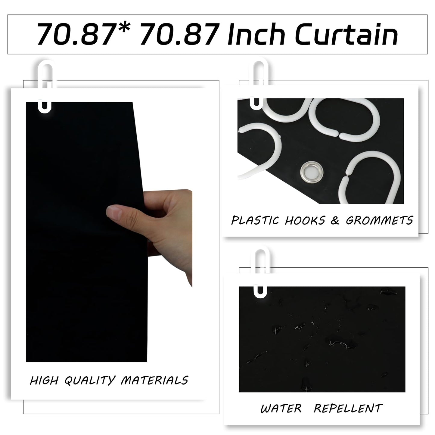 Black Bathroom Accessories Set, 9-Piece Bathroom Accessory Sets Complete with Trash Can,Shower Curtain, Vanity Tray, Soap Dispenser (Black)