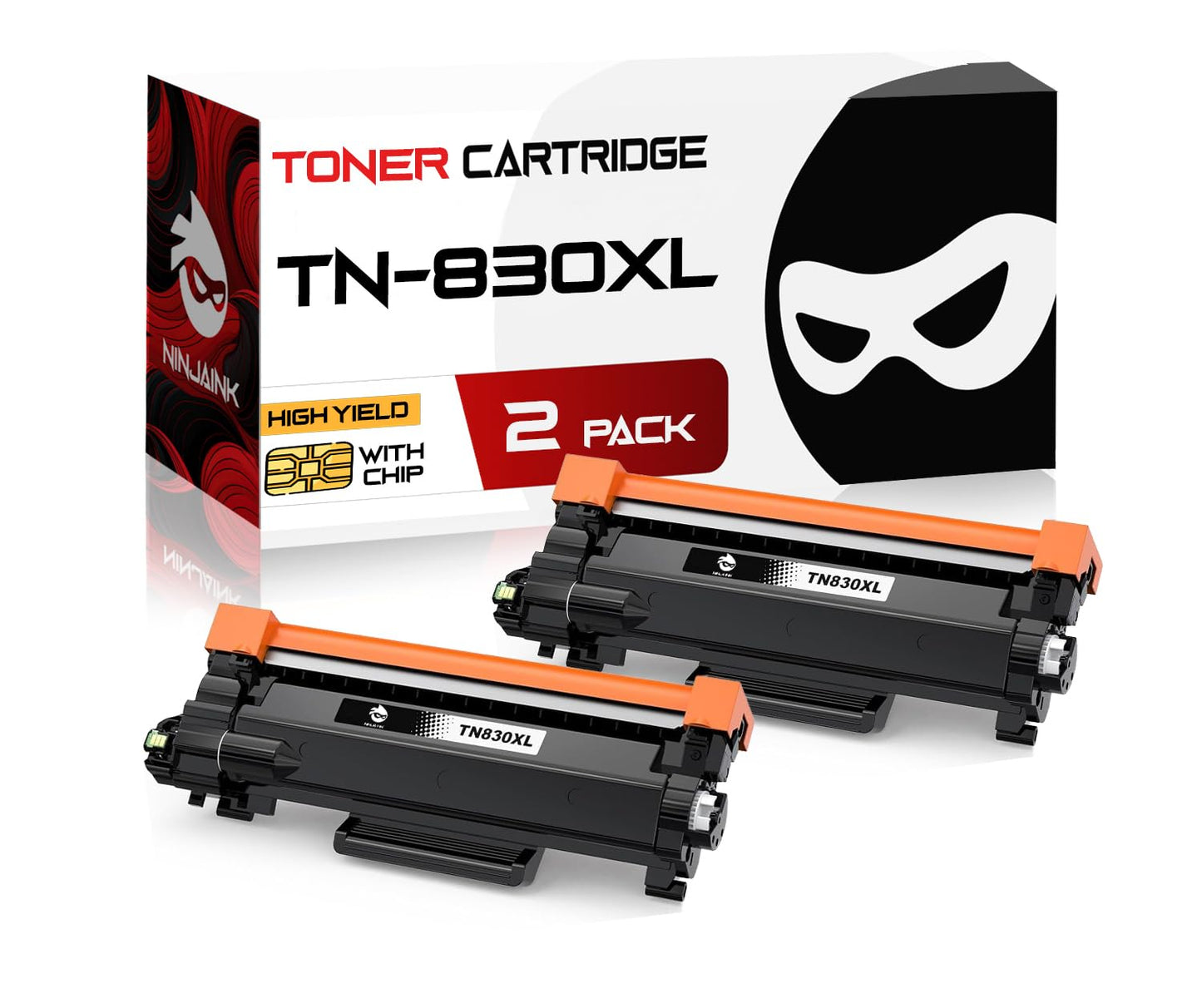 NINJA INK Compatible Replacement for Brother TN830XL Toner Cartridge TN-830XL tn830 Black Toner - DCP-L2640DW HL-L2405W HL-L2460DW L2460DWXL MFC-L2807DW MFC-L2820DW MFC-L2820DWXL HL-L2480DW (2PK)