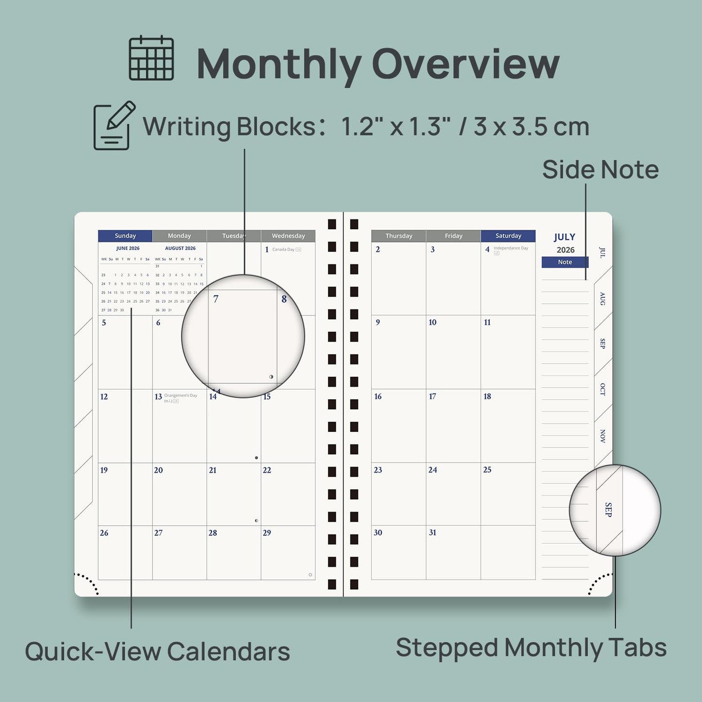 POPRUN Daily Planner 2026-2027 One Page Per Day (6" x 8.5"), 12 Months Hourly Appointment Book (July 26-June 27) Academic Planner Calendar Book with Inner Pocket, Spiral Hardcover - Pink