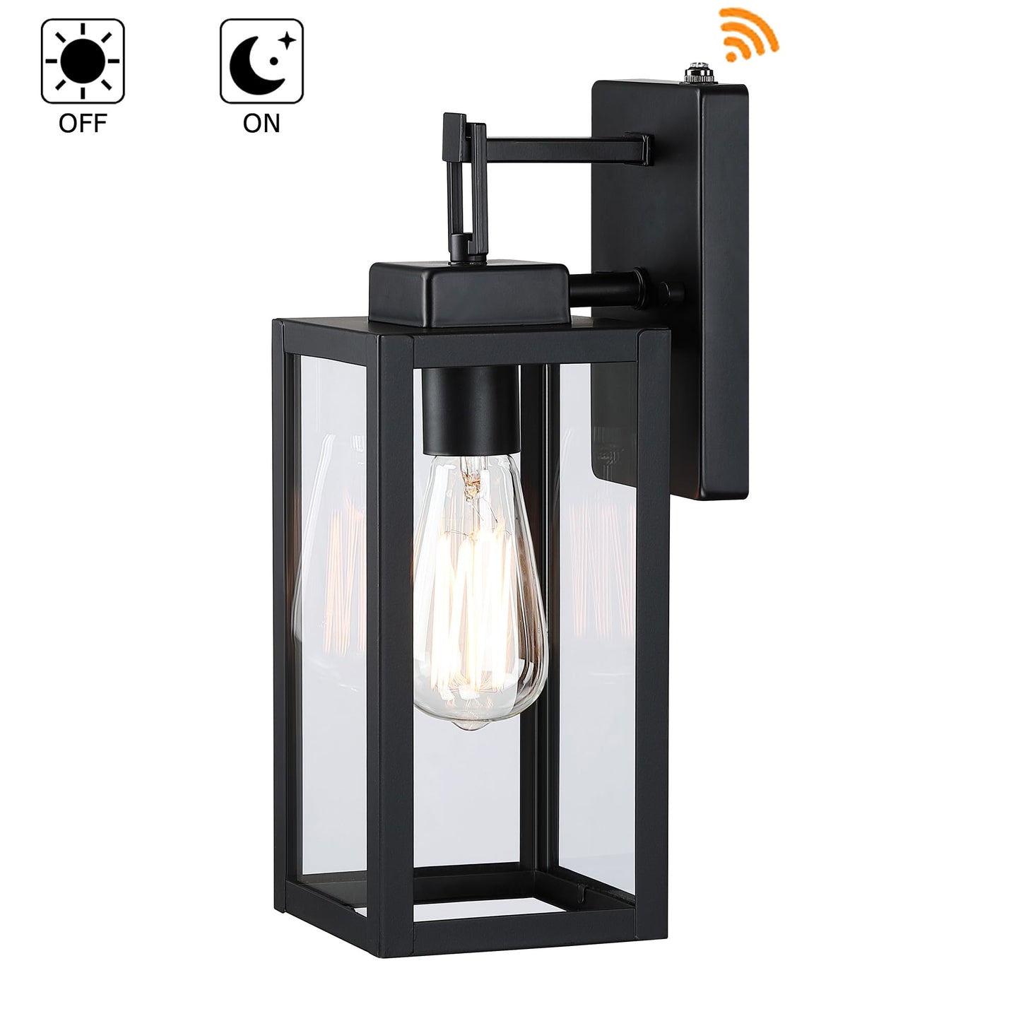 2 Pack 12 Inch Outdoor Wall Lights Dusk to Dawn,Exterior Sconce Lights with Sensor Photocell Black Wall Lantern for Porch Patio Garage Dusk to Dawn Outdoor Lighting Set of 2