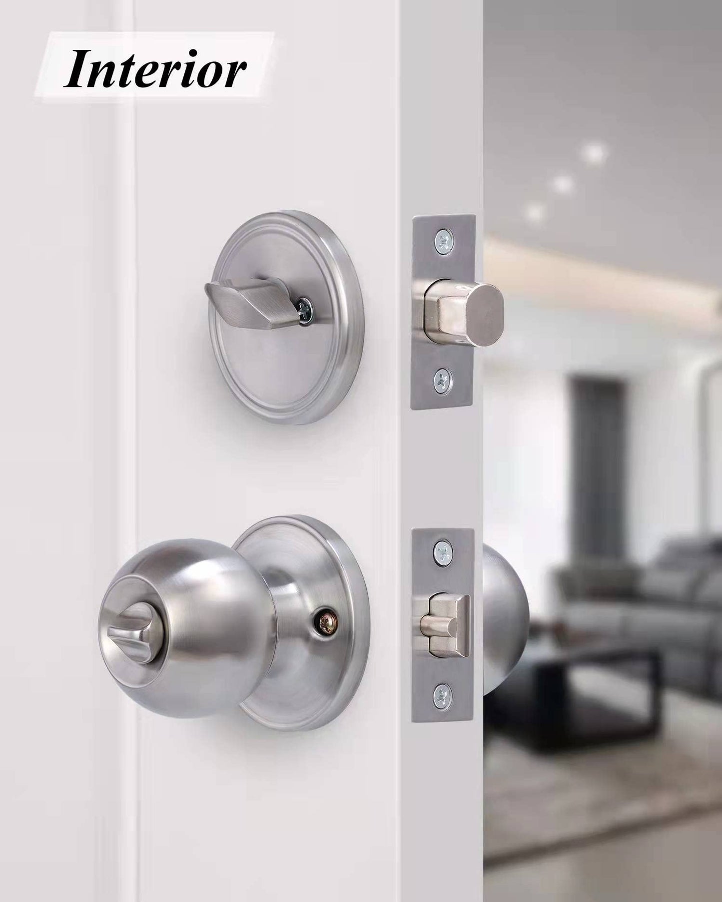 2 Sets All Keyed Same Entry Door Knob and Single Cylinder Deadbolt Combo Set, Satin Nickel Exterior Door Knobs with Lock and Keys for Entrance and Front Door