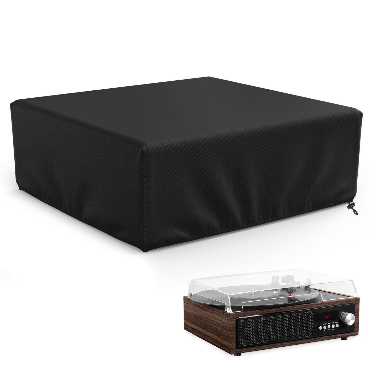 MUTUSHI Record Player Turntable Cover Turntable Dust Cover Suitable for Universal Record Players 18"L x 15"W x 5.5"H Black