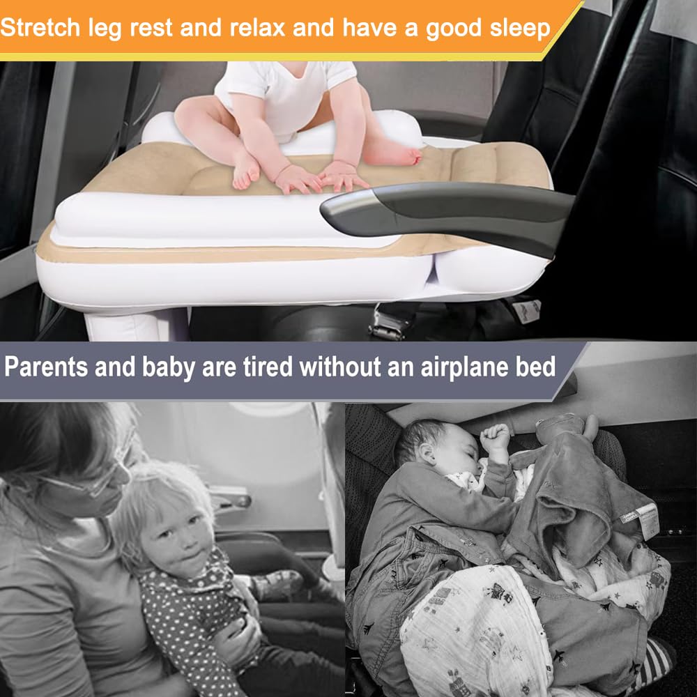 Toddler Airplane Bed Travel Essentials: GEMGO Portable Airplane Beds for Kids with Air Pump - Inflatable Baby Travel Bed Fits Most Seats for Plane Car