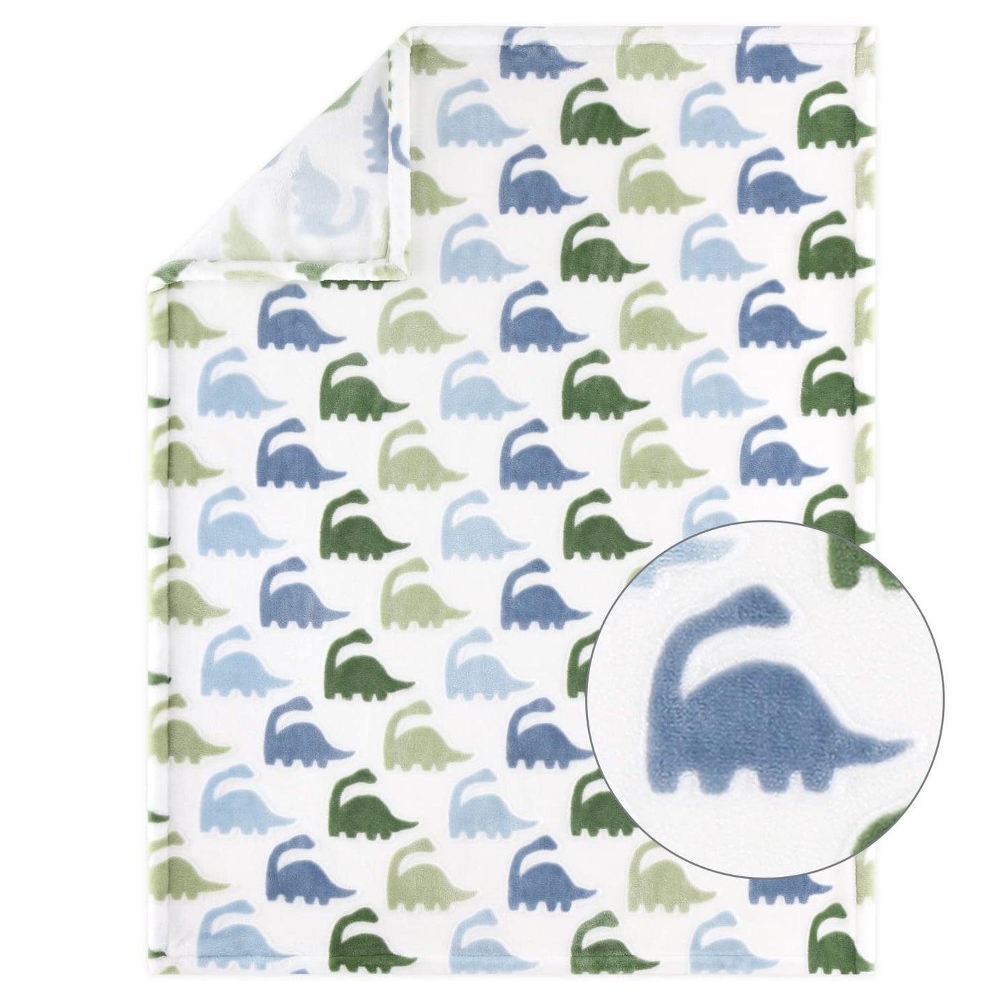 The Peanutshell 5 Piece Baby Crib Bedding Set for Boys - Newborn, Infant & Toddler Nursery Bed Set Decor with Fitted Crib Sheets, Blanket, Dust Ruffle Comforter - Blue Dino