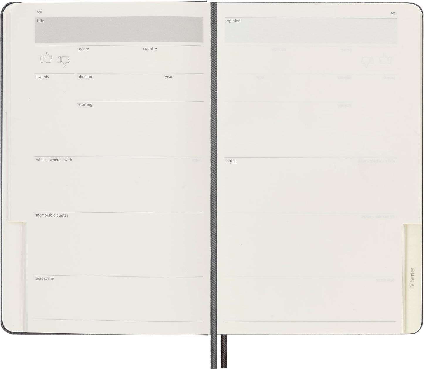 Moleskine Passion Journal, Film & TV, Hard Cover, Large (5" x 8.25") Black, 400 Pages