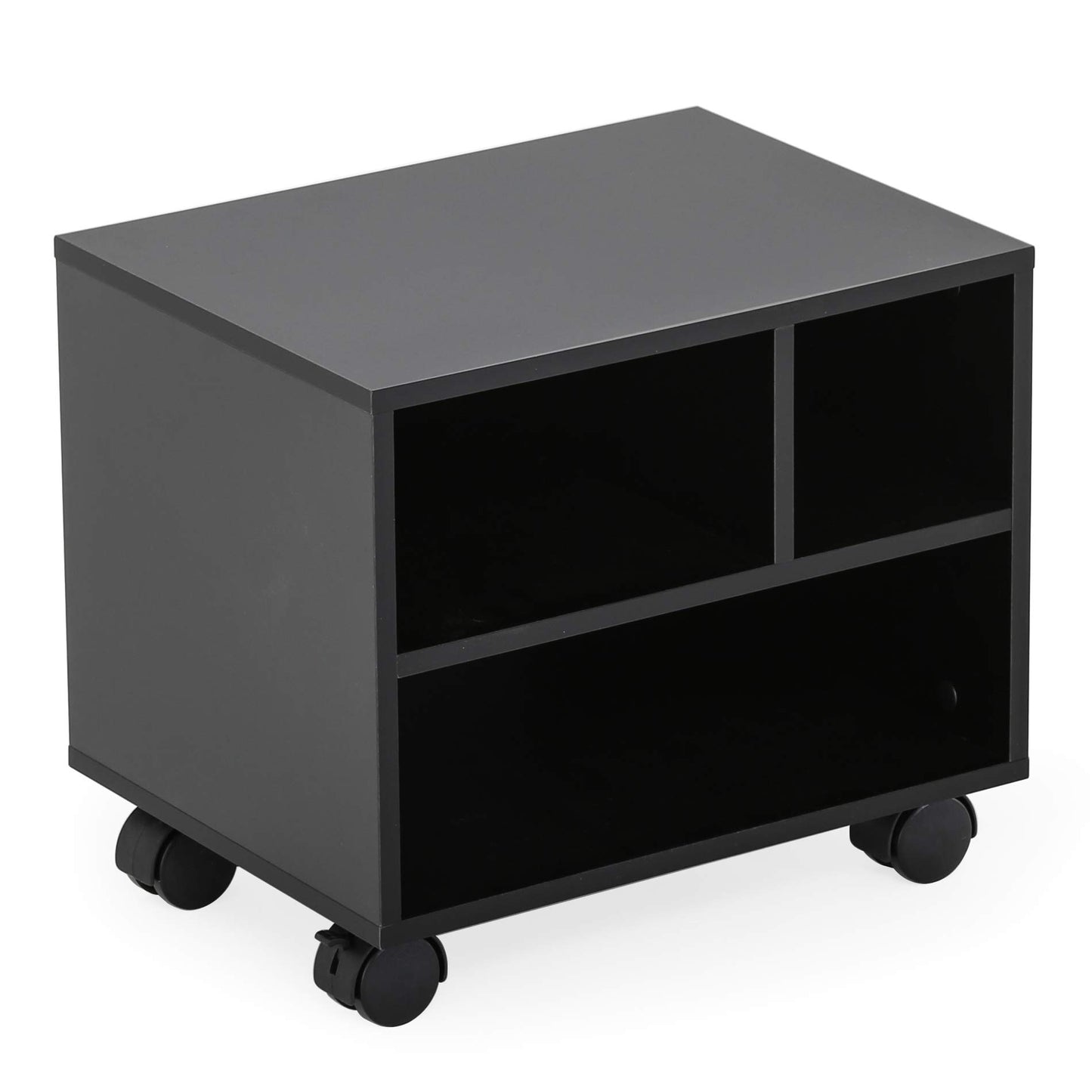 FITUEYES Printer Stand/Wood Work Cart with Wheels Black PS304003WB