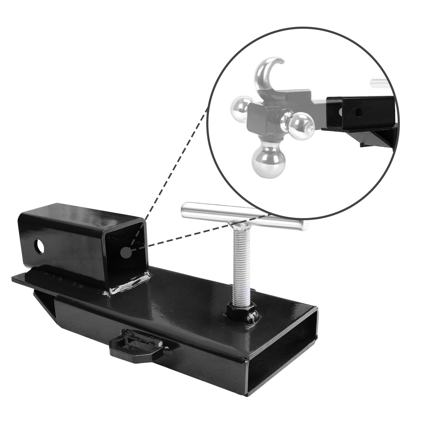 BESTZHEYU Forklift Trailer Hitch Attachment, EBESTTECH 1PC 2'' Receiver Trailer Towing Adapter with Chain Black