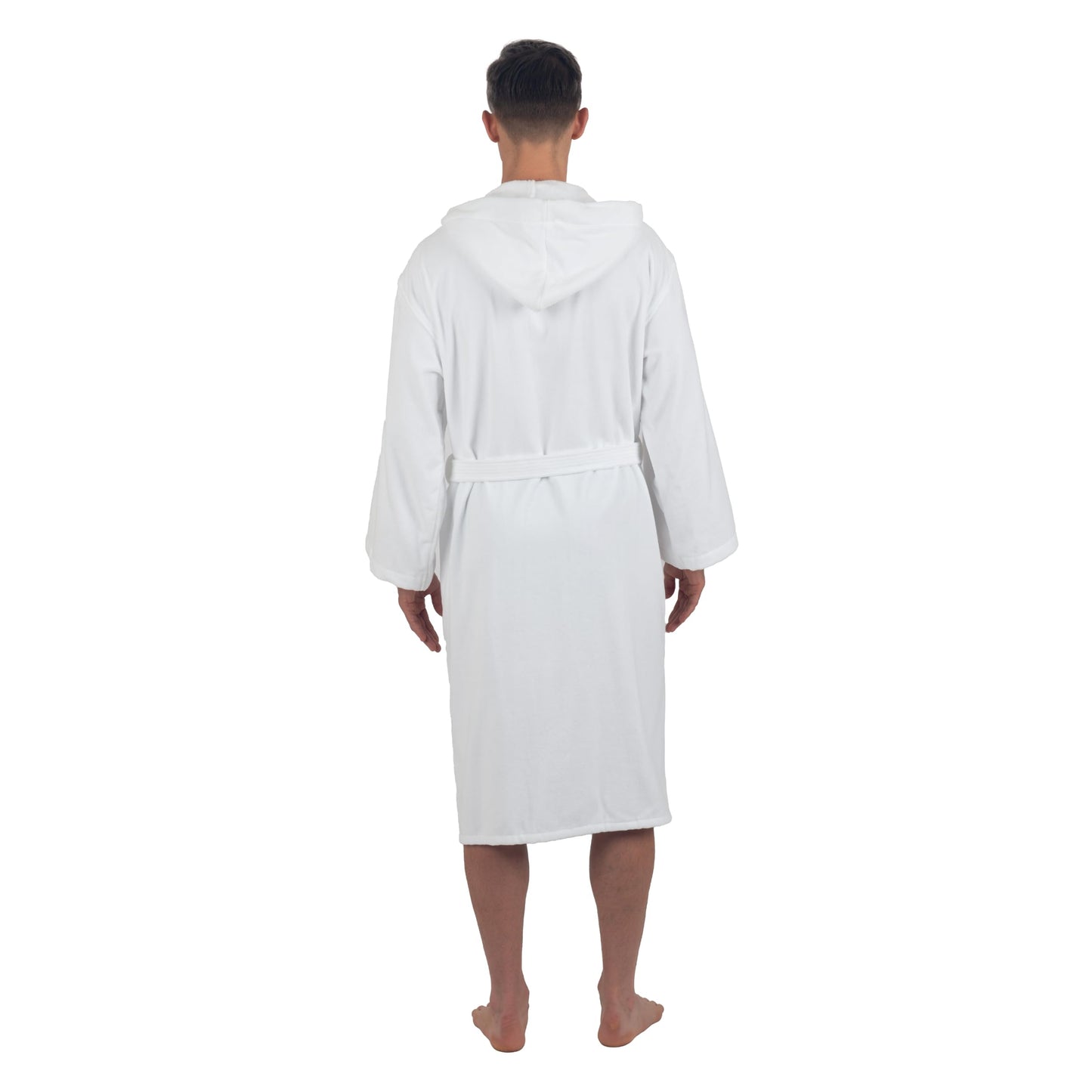 Alpine Swiss Dane Mens Hooded Bathrobe Pure Cotton Terry Cloth Long Robe for Men Super Absorbent Quick Drying Luxury Spa Robe WHT M/L