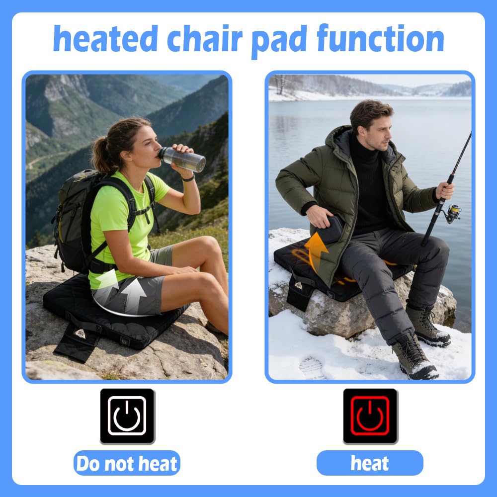 Stadium Seat Cushion with Memory Foam and 3 Level Heating Portable Seat Cushion for Chairs Office Stadium Bleacher Suitable for All Seasons (1 Pack)
