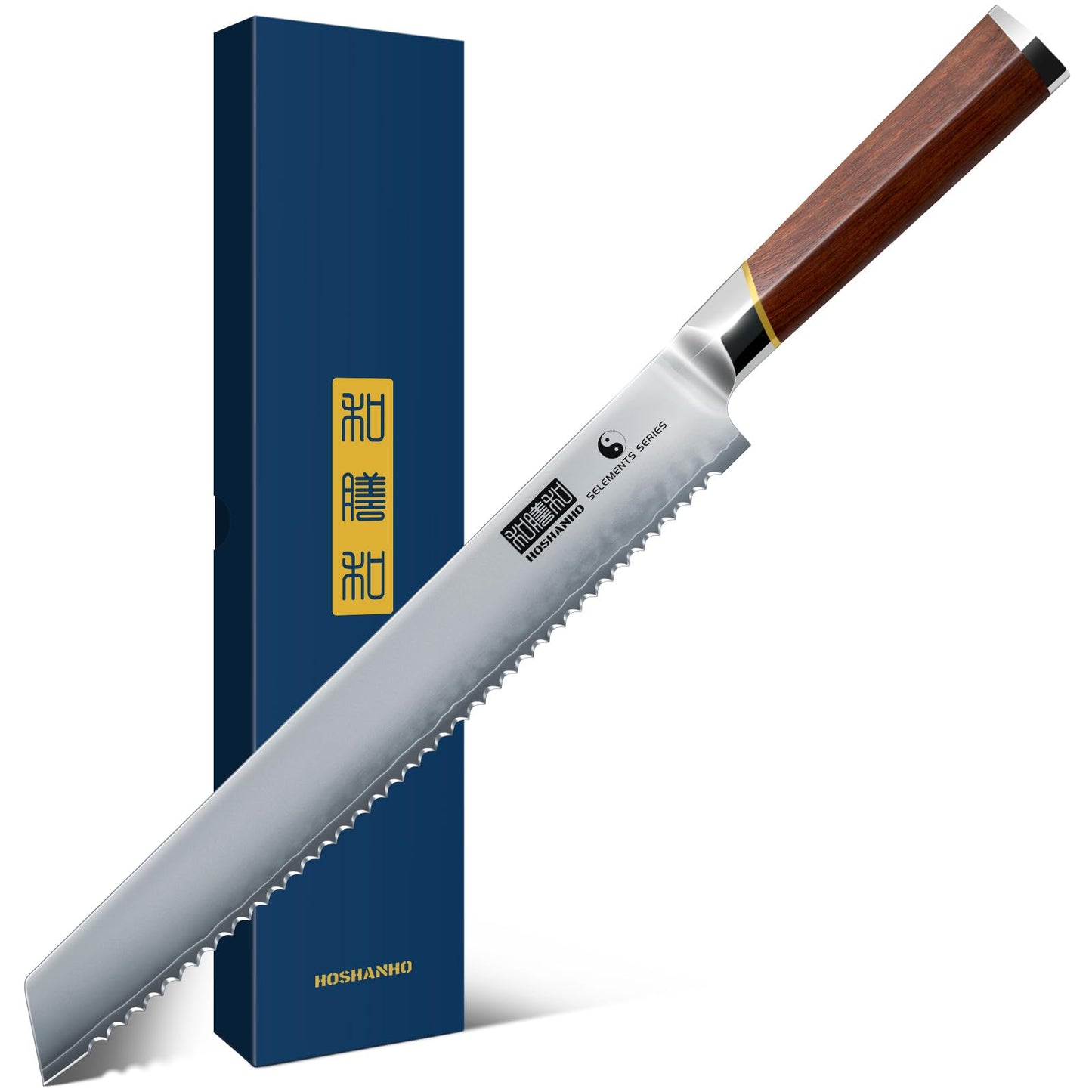 HOSHANHO Bread Knife 10 inch, Japanese High Carbon Stainless Steel Serrated Knife, Professional Bread Kitchen Knives for Homemade Sourdough Bread Cutting