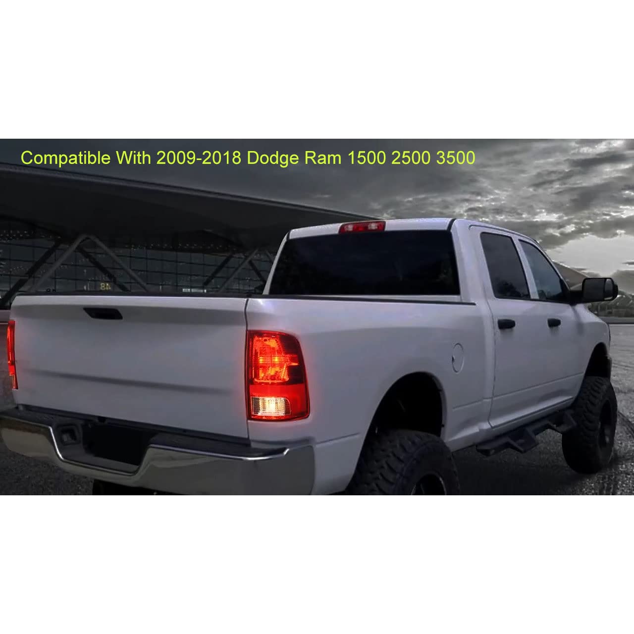 MOCW Right Passenger Side Tail Light Compatible With 2009-2018 Dodge Ram 1500 2500 3500 Rear Taillight Light With Bulb, Replace OE CH2819124,Red