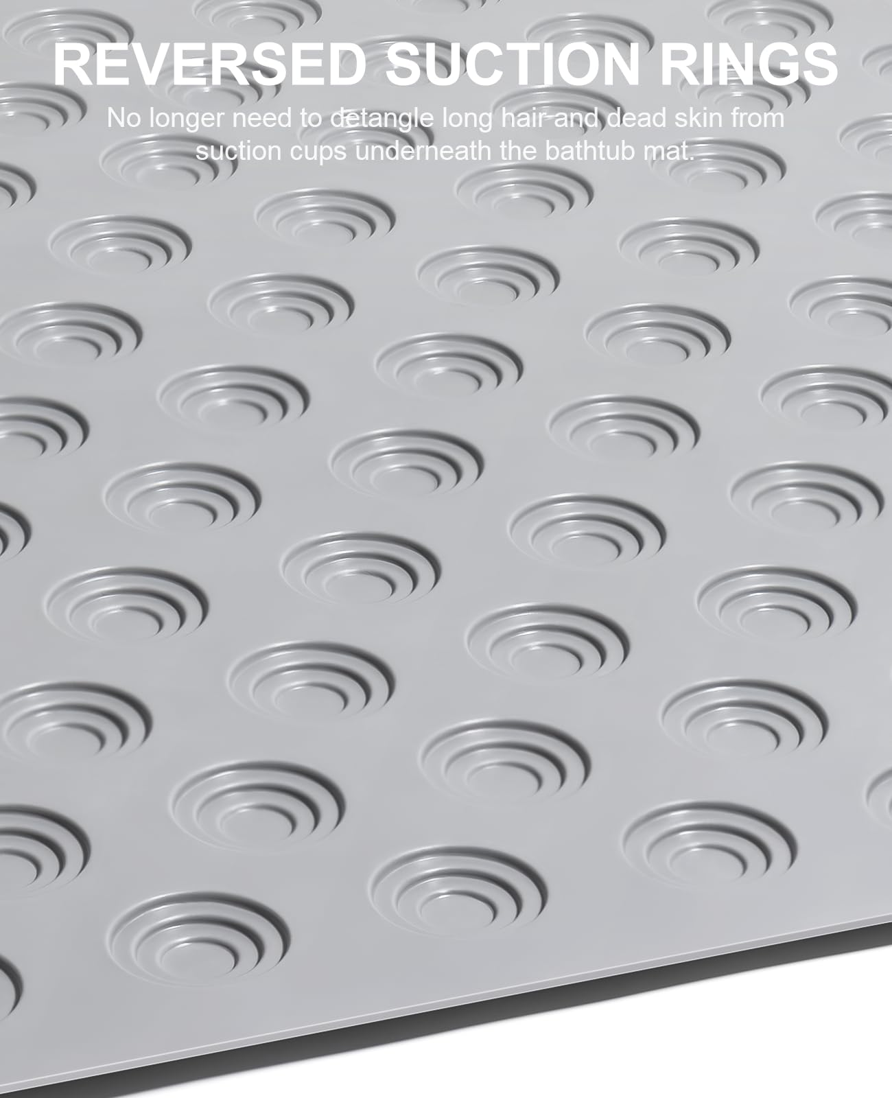 OTHWAY No Suction Cup Bath Mat: 39x16inch Extra Long Bathmat│Perfect for Refinished Bathtub Mat│Made of Nature Rubber│a Blessing for The Elderly and Children (Grey)