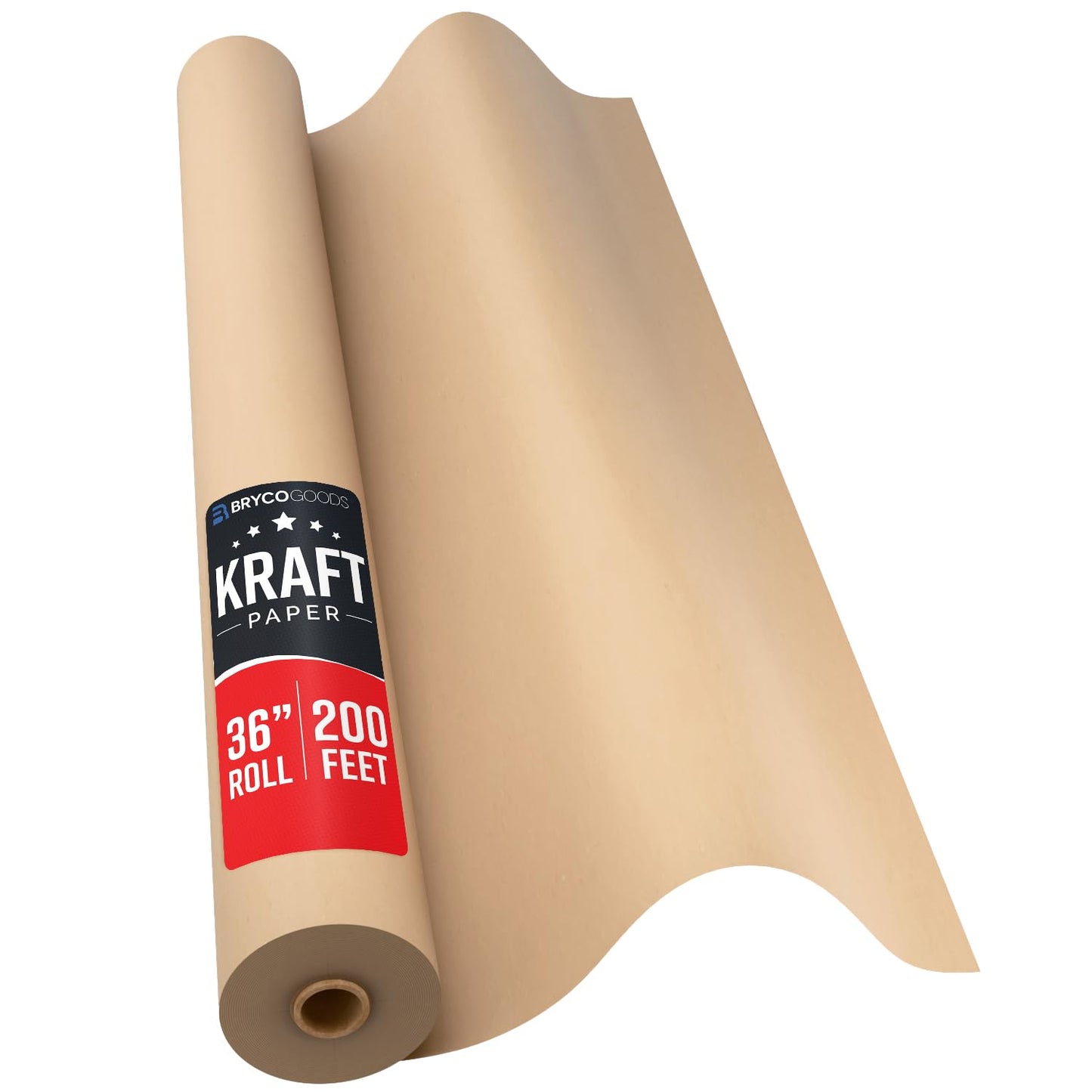 Bryco Goods 36" x 2,400" (200') Brown Kraft Paper Roll for Banner, Bulletin Board, Table & Floor Covering, Gift Wrapping, Bouquet Packing, Parcel (Brown, 36" x 200')