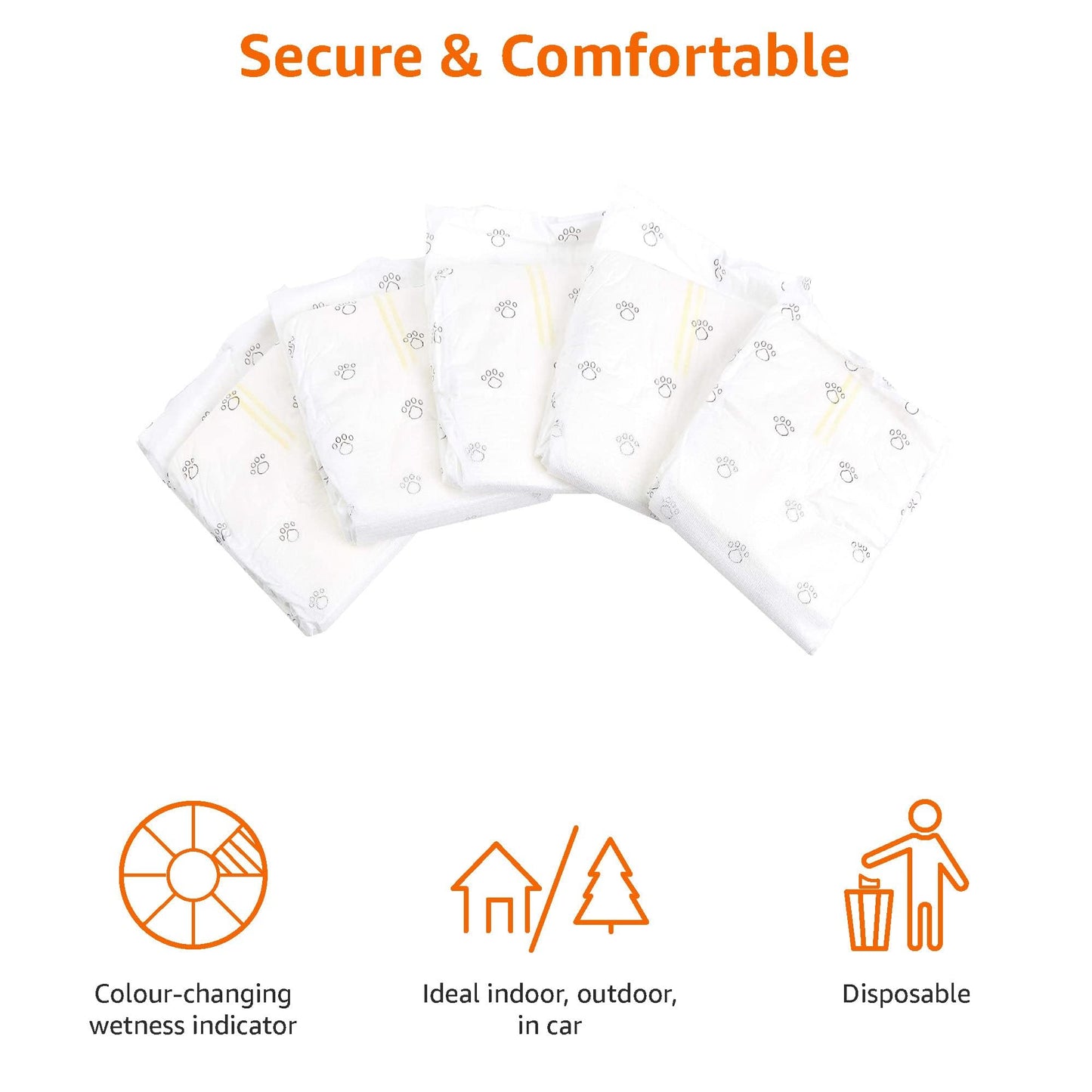 Amazon Basics Male Dog Diapers, 50 Count, Small, Ultra Absorbent Disposable Wrap with Secure Fit, Leakproof and Comfortable