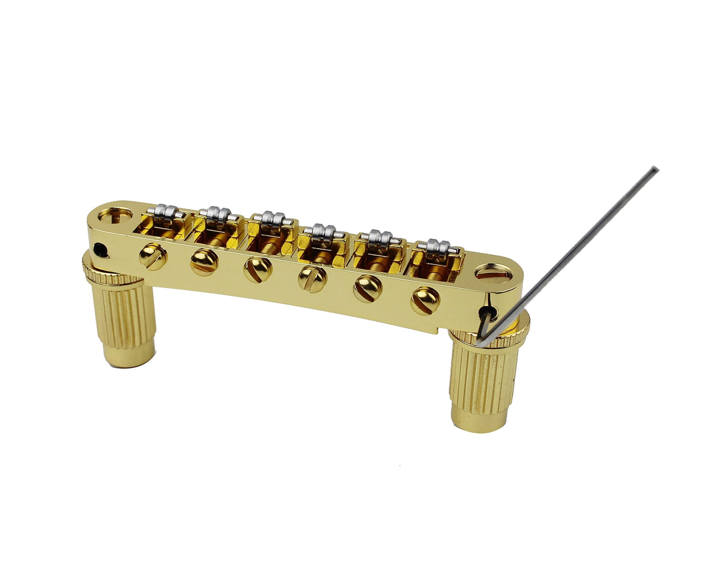 Guyker Guitar Tune-O-Matic Bridge and Stop Bar Tailpiece Combo Replacement Compatible with LP SG EPI 6 String Electric Guitar(GS001 + GM005, gold)