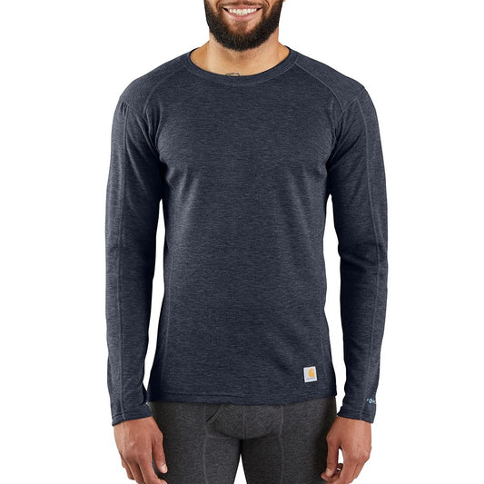 Carhartt Men's MBL131 Base Force® Midweight Base Layer Poly-Wool Crew, Navy Heather, Large