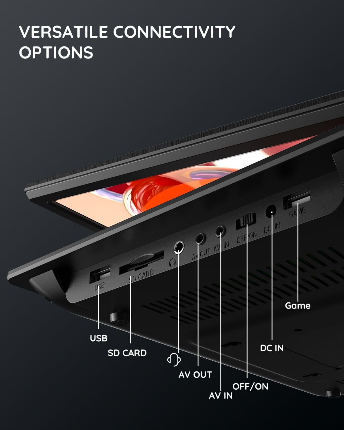 BOIFUN 15.7" Portable DVD Player with 14.1" Large HD Swivel Screen for Car and Kids, Built-in 6 Hrs Rechargeable Battery, Dual Stereo Speaker/Sync TV/Region Free/USB/SD, Classic Black