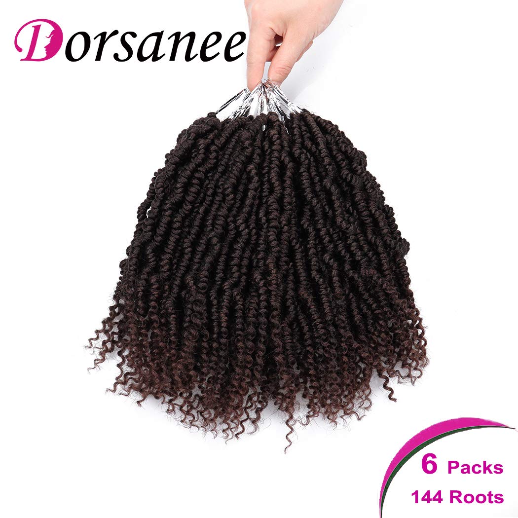 Bomb Twist Crochet Hair 6 Packs 10inch Spring Twist Crochet Braids Pretwisted Passion Twist Hair Pre looped Crochet Hair Synthetic Braiding Hair Extension Fluffy Twist Dreadlocks Hair for Women(T33#)