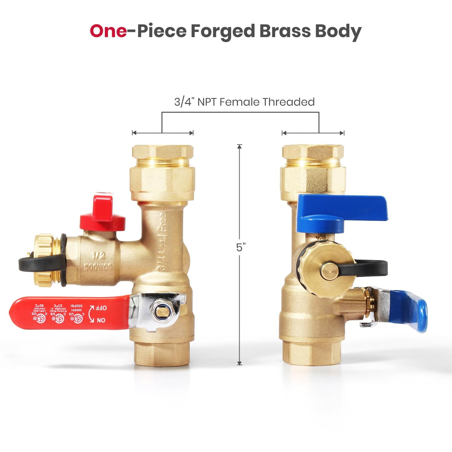 GASLAND 3/4 Inch IPS Isolator Tankless Water Heater Service Valve Kit, with Pressure Relief Valve, Clean Brass Construction
