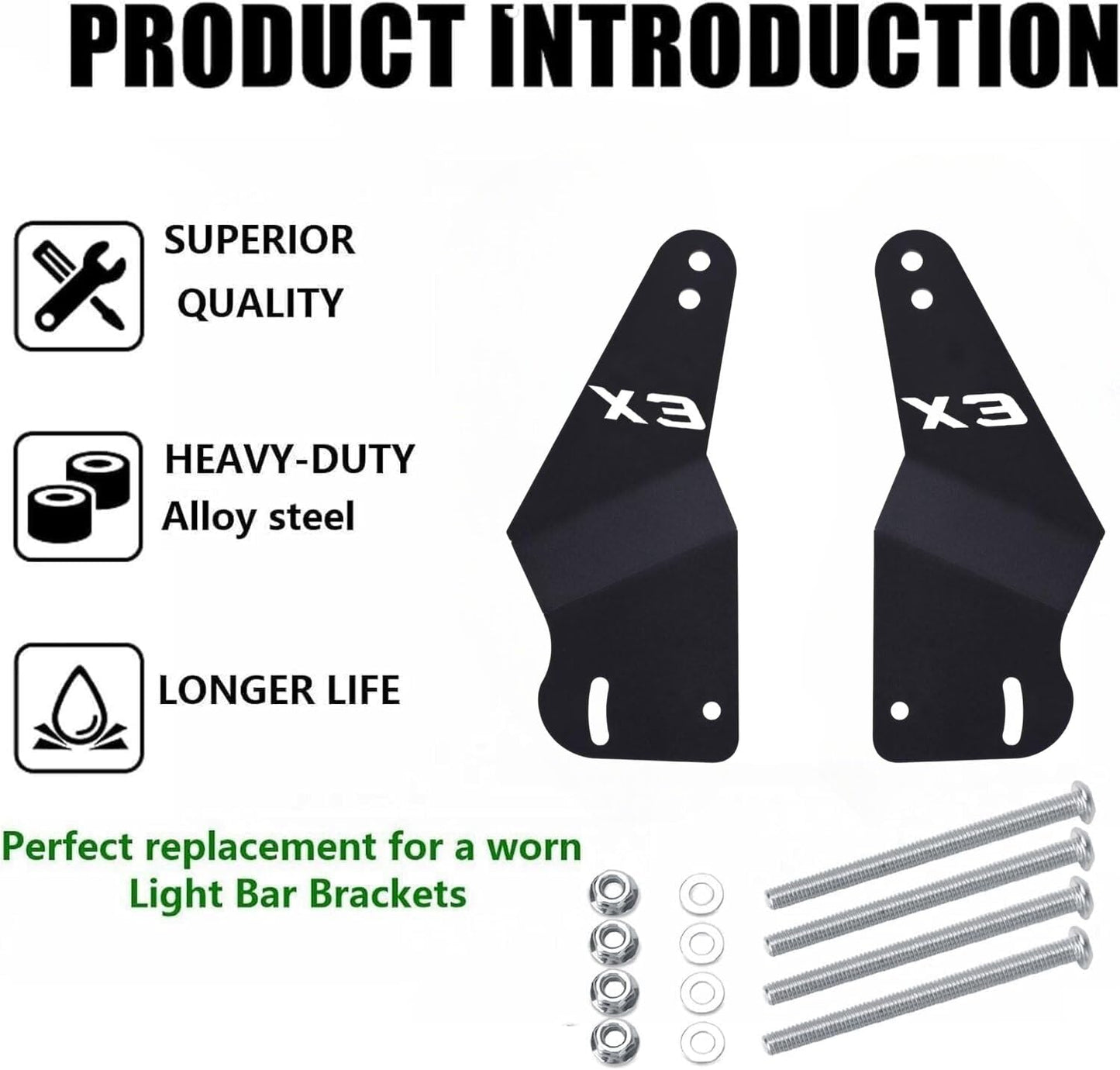 VPZMT 50'' LED Light Bar Mounting Brackets Compatible with Can-am Maverick X3 Upper Roof Windshield Stock Roll Cage 2017-2024 Models (Can-am X3-2)