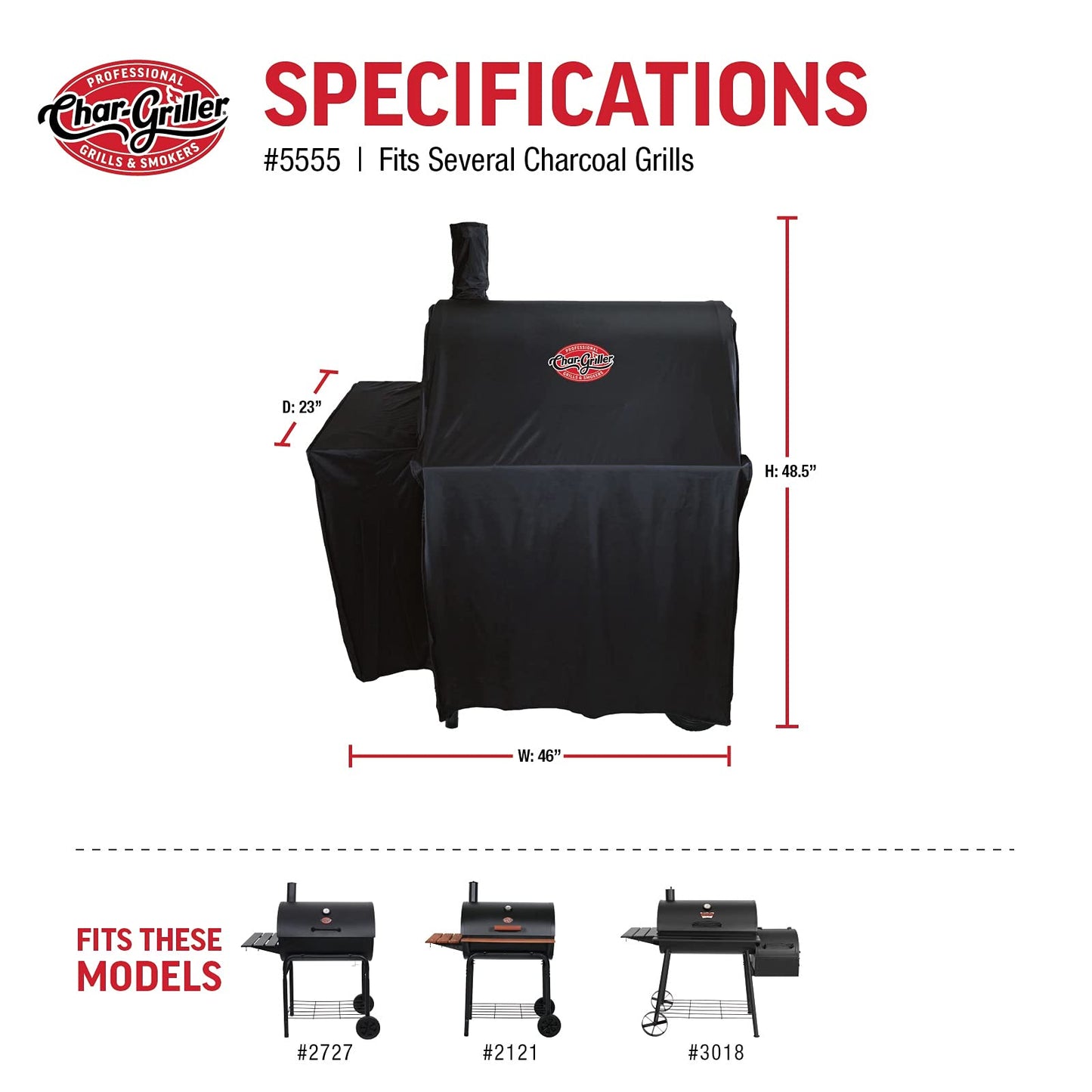 Char-Griller 5555 Grill Cover, Fits 2121, 2828 and all Char-Griller Smokers
