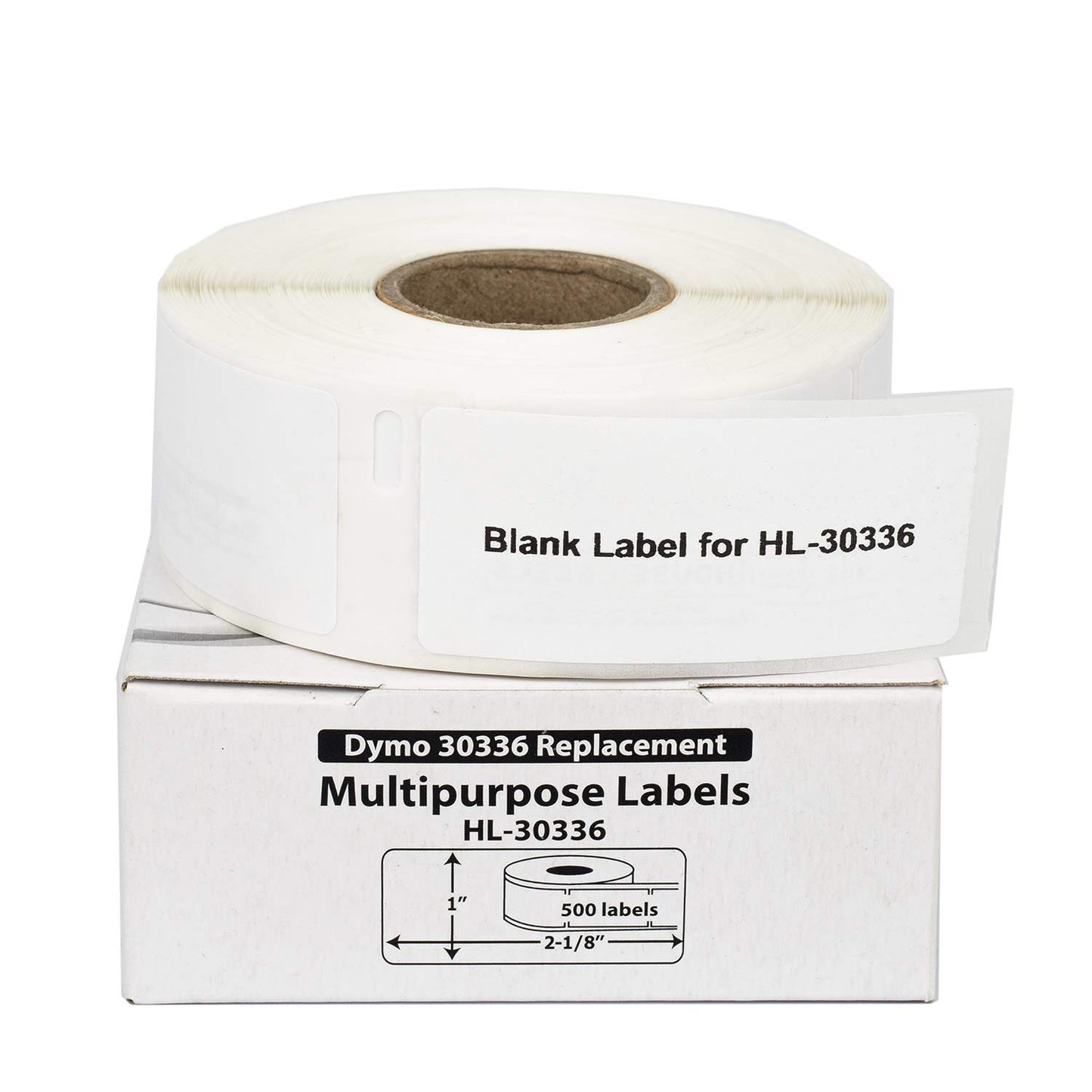 DYMO-Compatible 30336 Multipurpose Labels (1" x 2-1/8") -- BPA Free! (12 Rolls; 500 Labels per Roll)