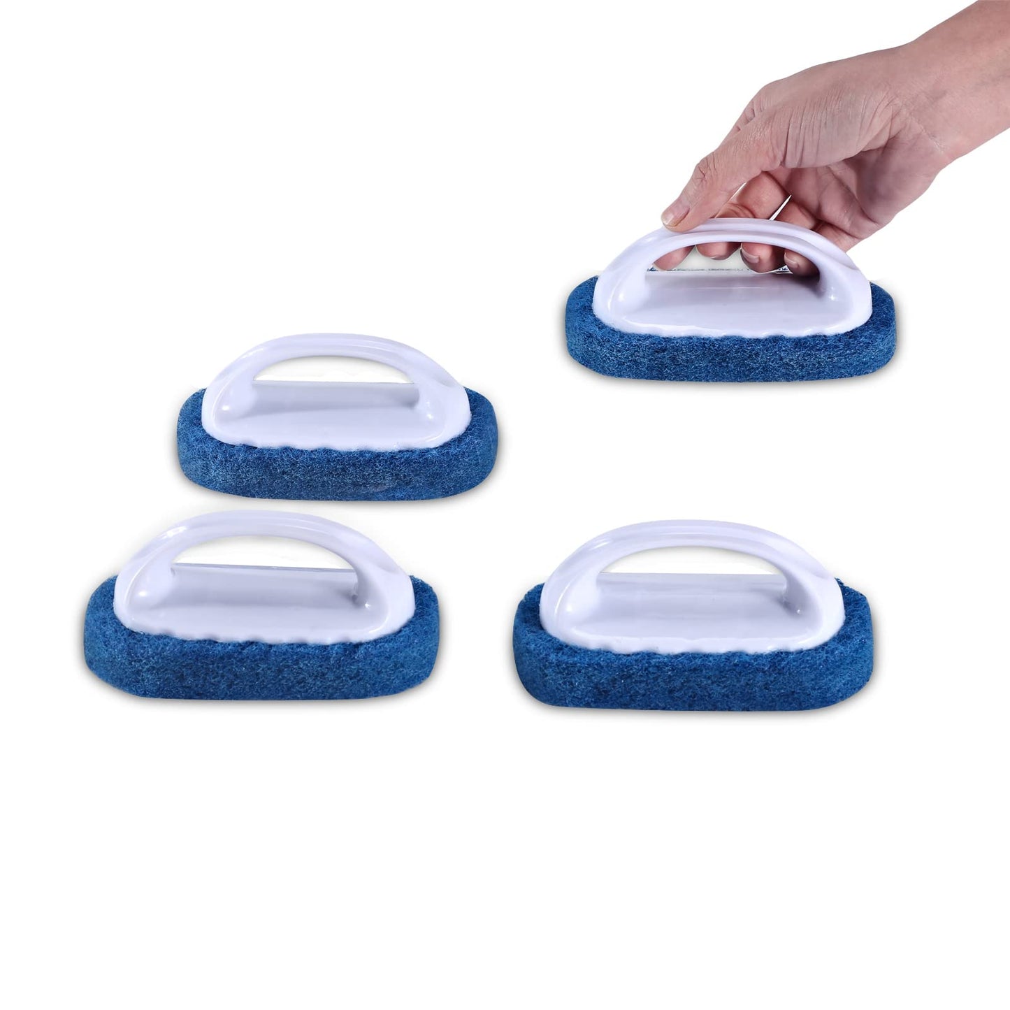 Scouring Pad Brush kit 4 Pieces, Cleaning Brush with Handle, Dish Scrub Brush, Bathroom Brush, Sink Scrub Brush