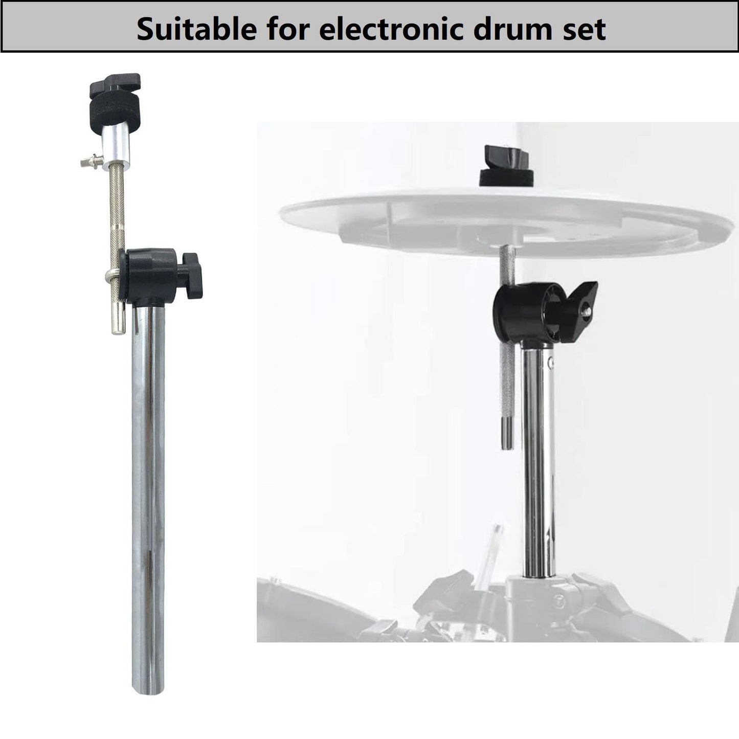 TUOREN Electronic Drum Cymbal Mount Holder Metal Straight Cymbal Mounting Arm Percussion Electronic Cymbal Pad Boom Arm Compatible with Roland Electronic Drum Set Accessories