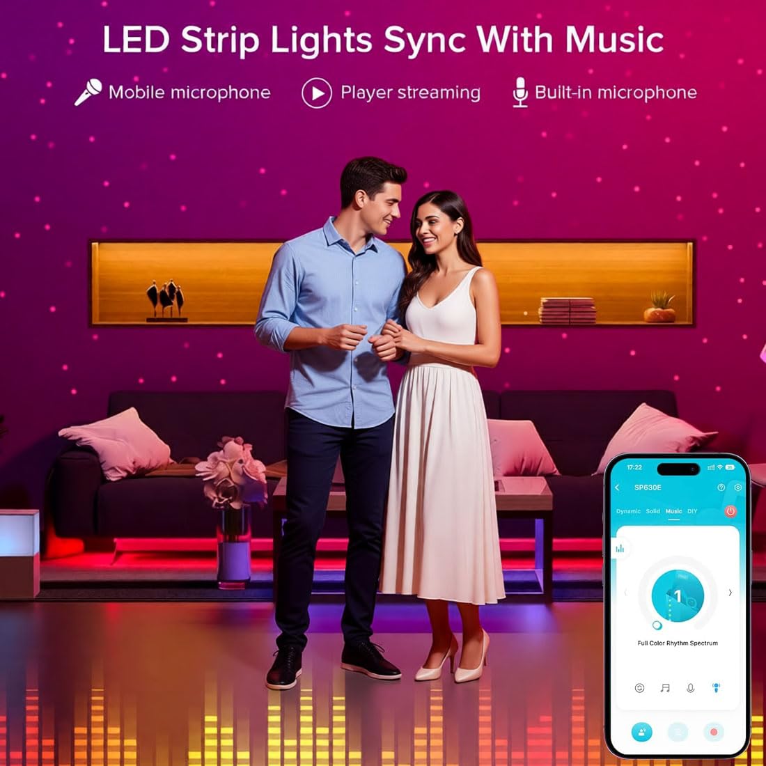 UCHARGE SP630E Bluetooth LED Controller Kit with RB3 RF Remote, 4 Zones App Control DC5V-24V for COB FCOB RGB RGBW Addressable LED Strip WS2812B WS2815 SK6812, Music Sync Smart Lighting