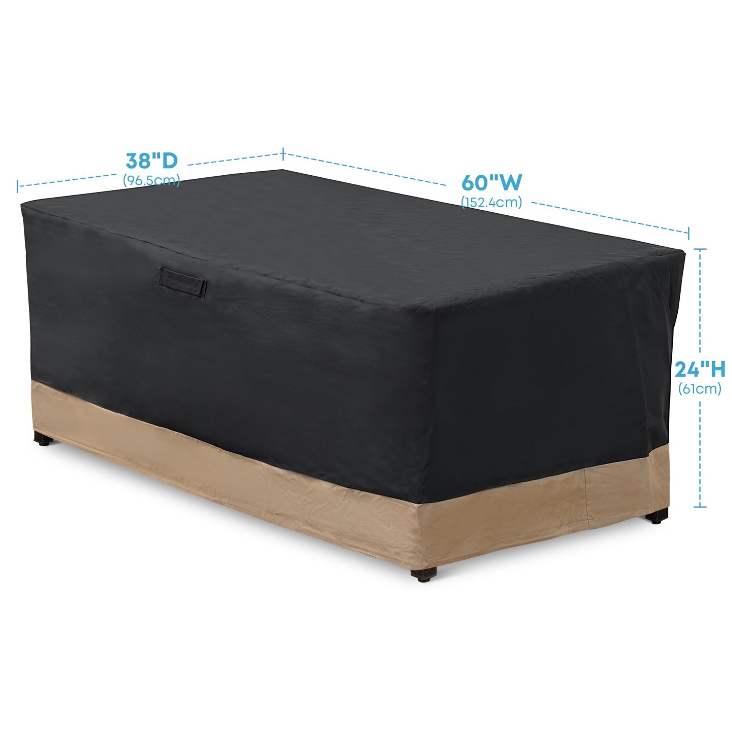 Stanbroil 60 Inch Rectangle Fire Pit Cover for Outdoor Patio Gas Fire Table, Water Resistant Outdoor Patio Fire Pit Cover, Black,(60L x 38W x 24H)