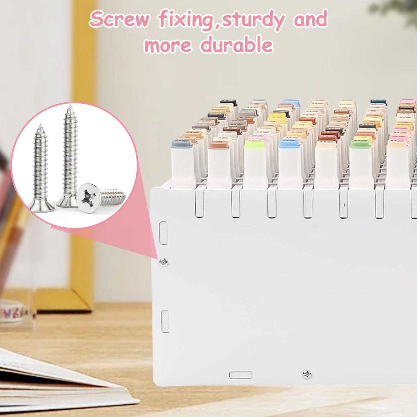 Mumisuto 180 Slot Marker Organizer, PVC Marker Pen Holder, Desktop Art Supply Organizer, White
