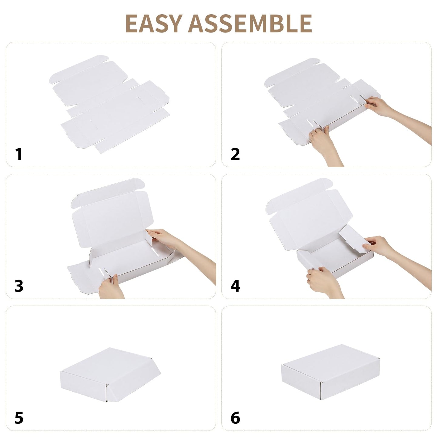 RLAVBL 9x6x2 Shipping Boxes Set of 50, White Corrugated Cardboard Box for Packing, Mailing, Business