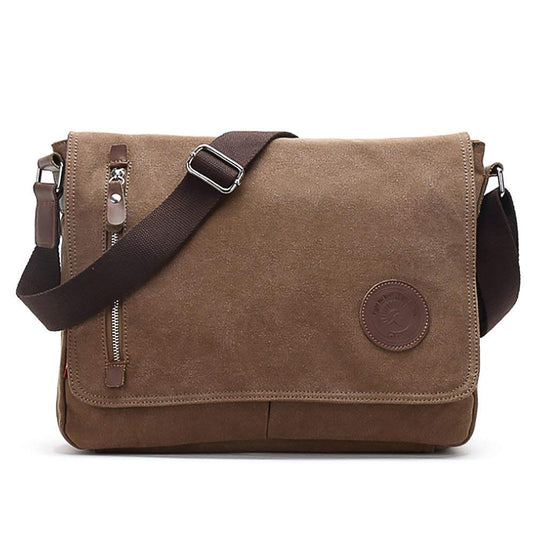 AUGUR Messenger Bag Canvas Casual Shoulder Sling Bag Satchel Messenger Bag for Men Women Work Office Laptop Bag - Coffee