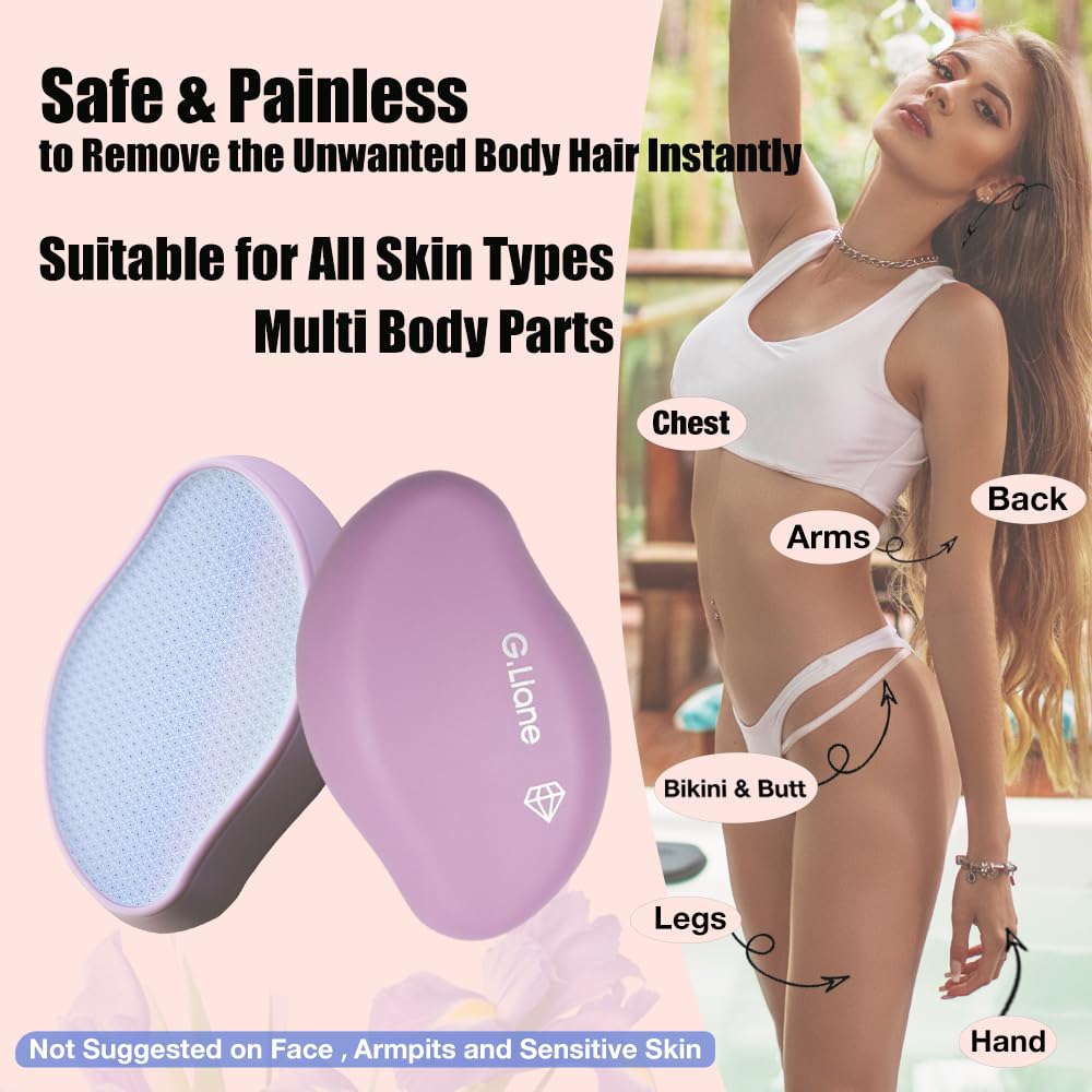 G.Liane Premium Crystal Hair Eraser,Painless Exfoliation Hair Removal Epilator,Nano Glass Hair Remover for Women,Natural Gentle and Efficient Shaver Trimmer on Leg Arm(Pastel Purple)