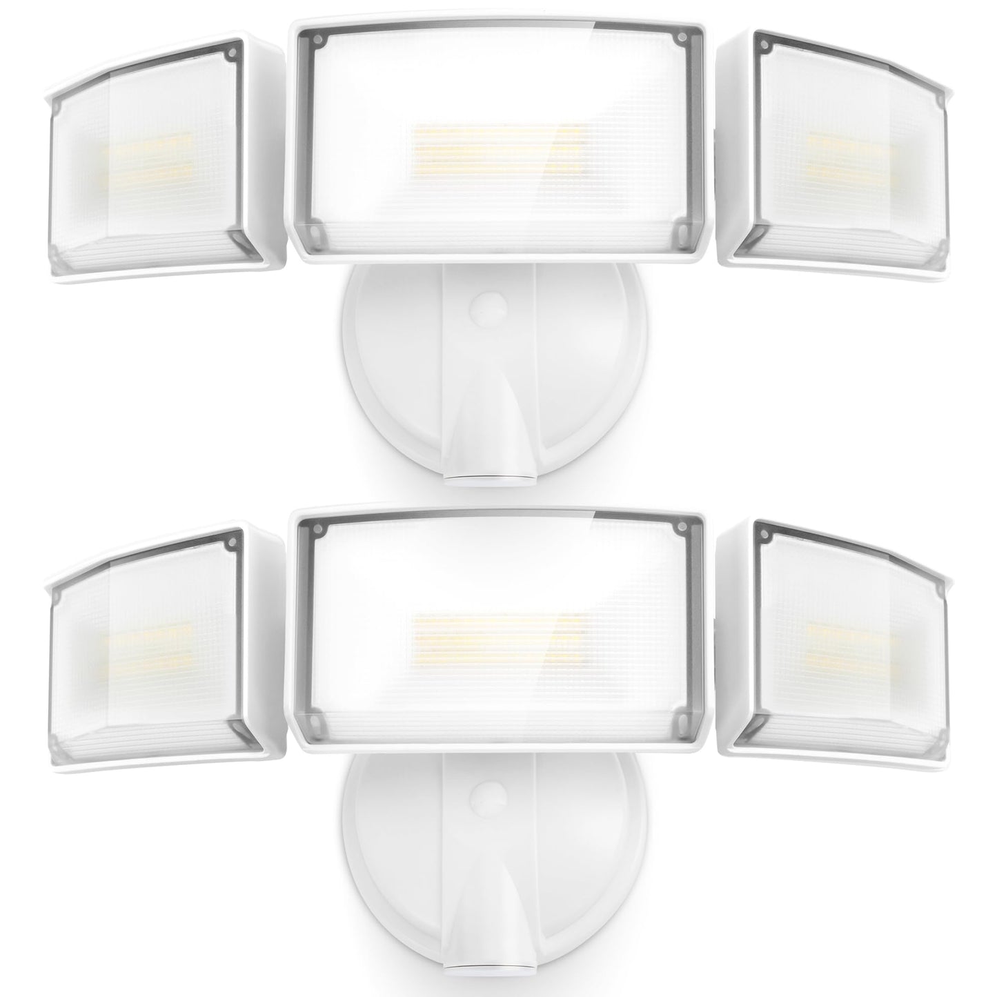 LUTEC 75W 8000 Lumen Floods Light Outdoor, Switch Controlled LED Security Lights with 3 Adjustable Heads, 5000K Daylight, IP65 Waterproof Exterior Flood Light for Garage, Yard, Patio (White) - 2 Pack