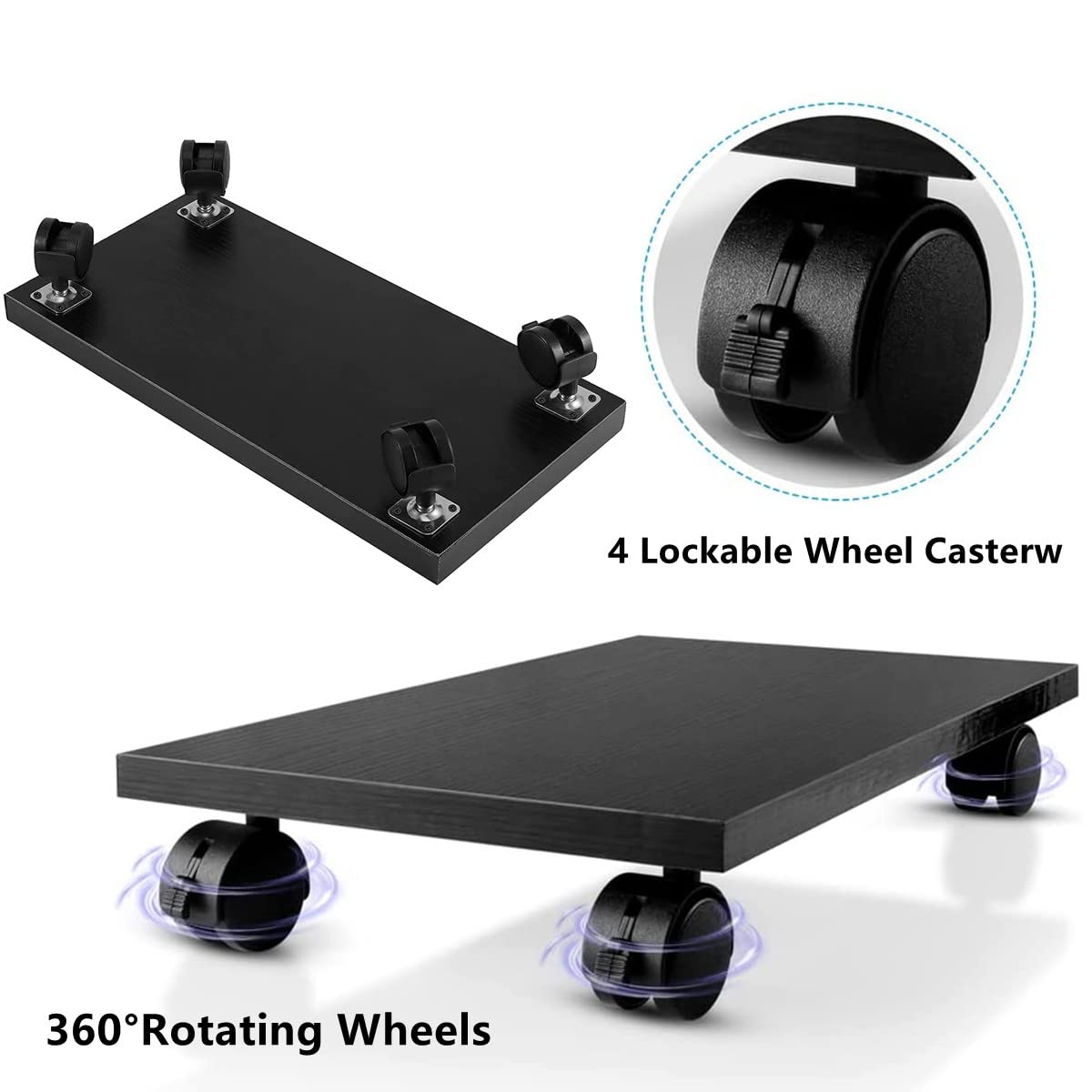 YuPinDiZu PC Stand for Floor Computer Tower Stand Cart Floor PC Stand CPU Holder with 4 Caster Wheels Under Desk,NO Assemble (Black)