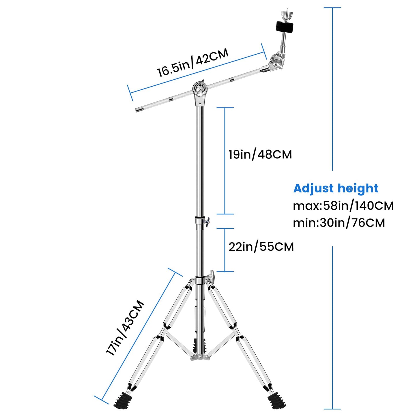 polar lights Cymbal Stand, Adjustable Cymbal Stand for Drum Hardware Percussion Mount Holder Gear Set Drum Hardware Set for Mounting Crash, Ride, Splash Cymbals, Double Braced Legs with Rubber Feet