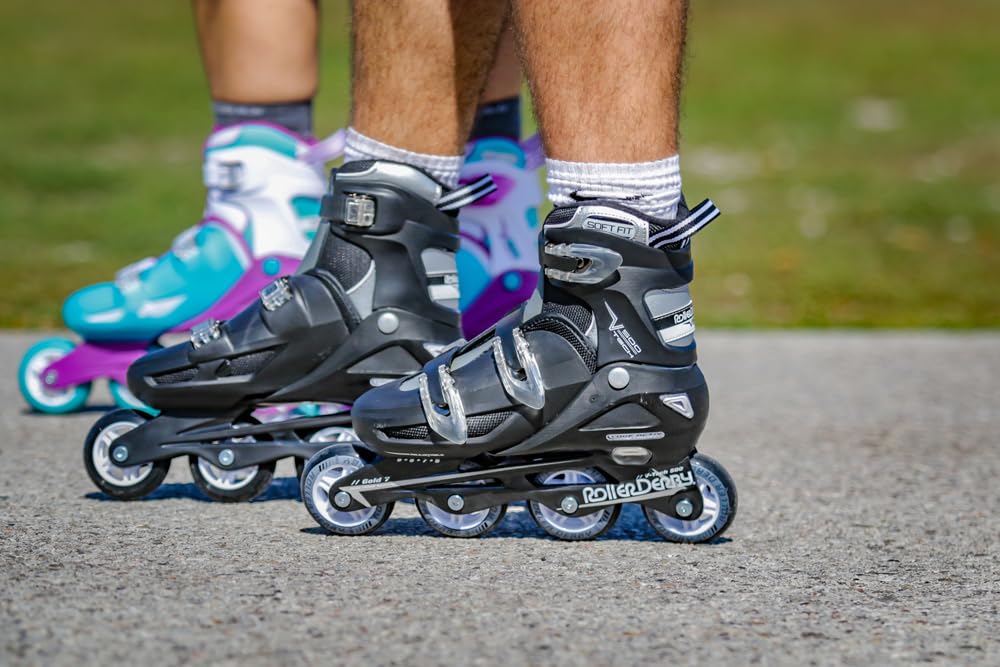 Roller Derby Men's V-Tech 500 Button Adjustable Inline Skate, Black/White, Size 6-9